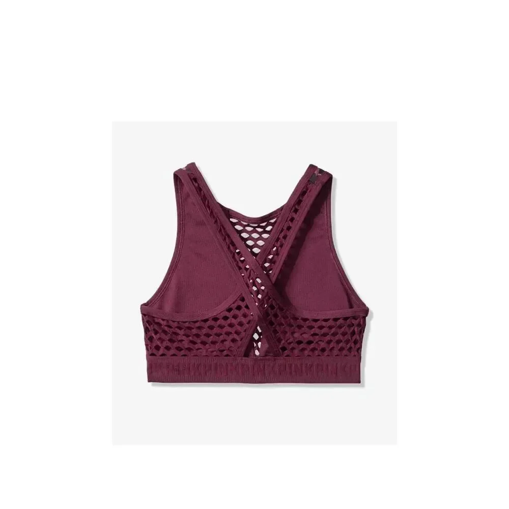 PINK Victorias Secret Ultimate Unlined Maroon Leopard Sports Bra Small-DD